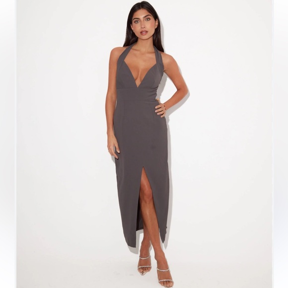 Odd Muse Dresses & Skirts - Odd Muse The Ultimate Muse Halter Neck Midi Dress Gray NEW Size Small
